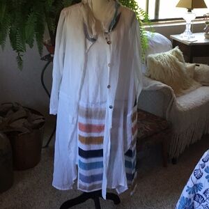 NWT Banana Blue Linen Dress with Linen Coat